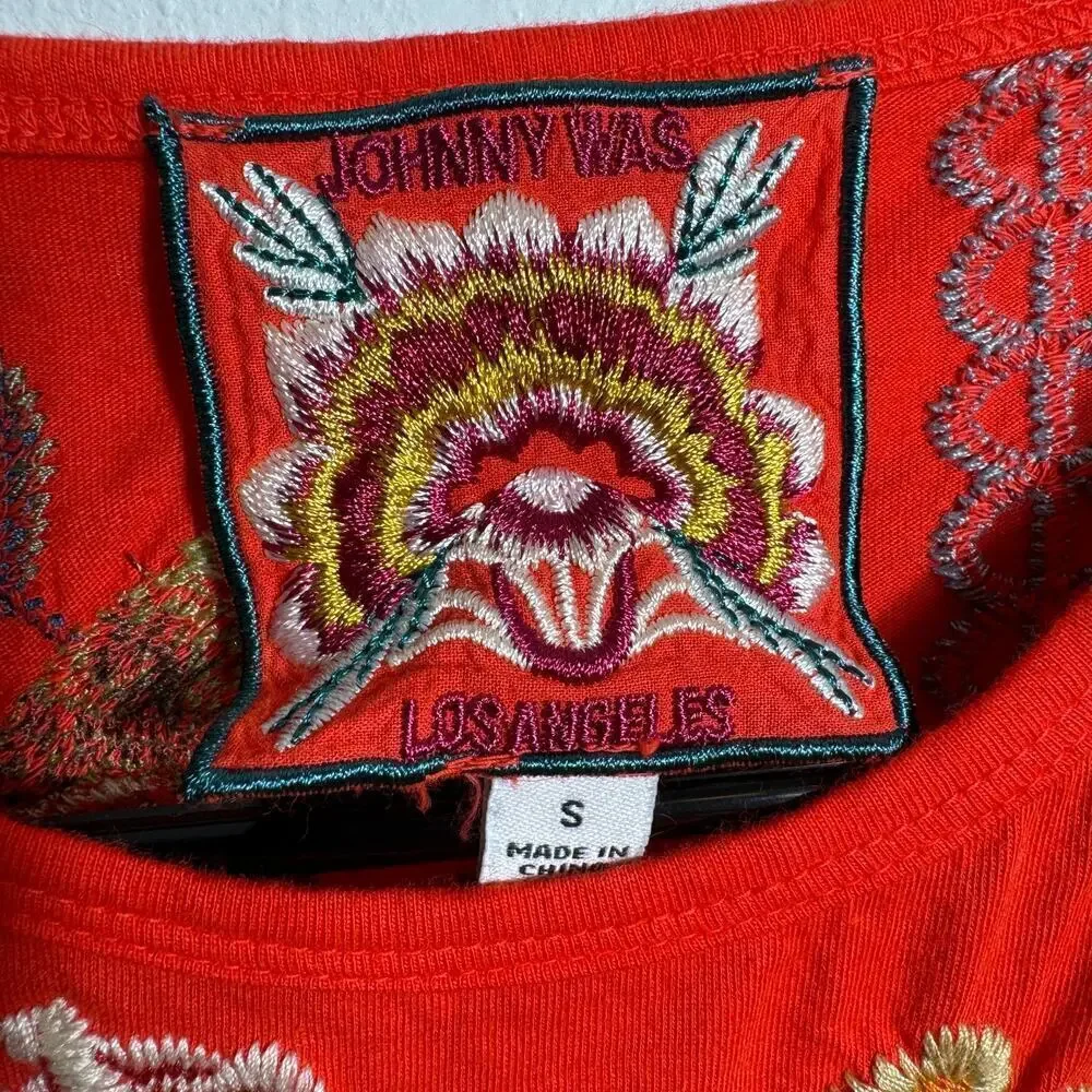 Johnny Was Ellia Cotton Embroidered Puff Sleeve Top